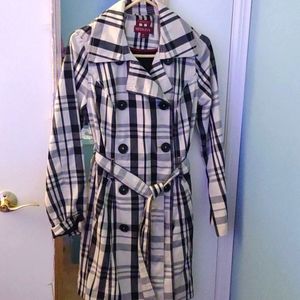 Plaid long flare coat